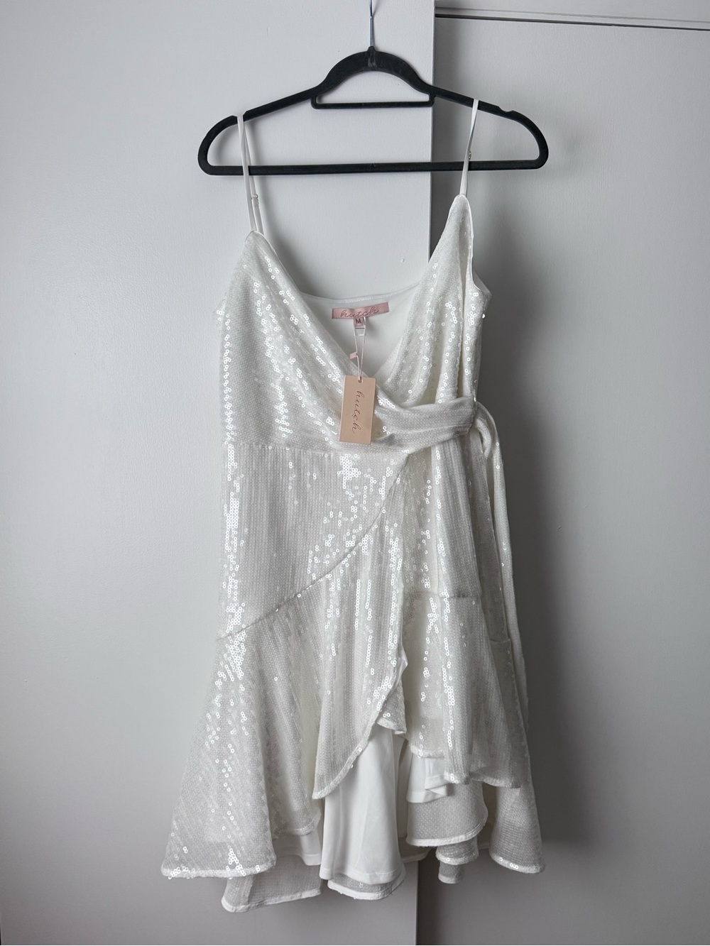 Hutch Zina sequin Wrap Dress in White size Medium - Picture 3 of 8